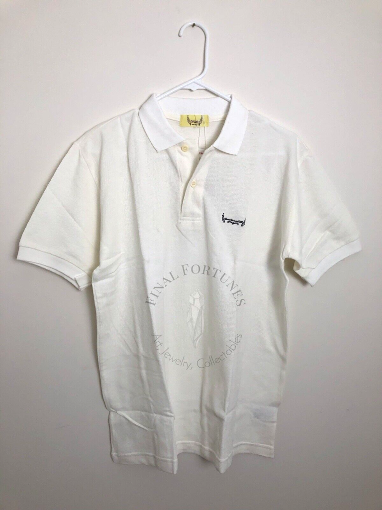 A white polo shirt with "Final Fantasy VIII" embroidered on the pocket. The collar and cuffs are pure white, while the body of the shirt is slightly off-white.