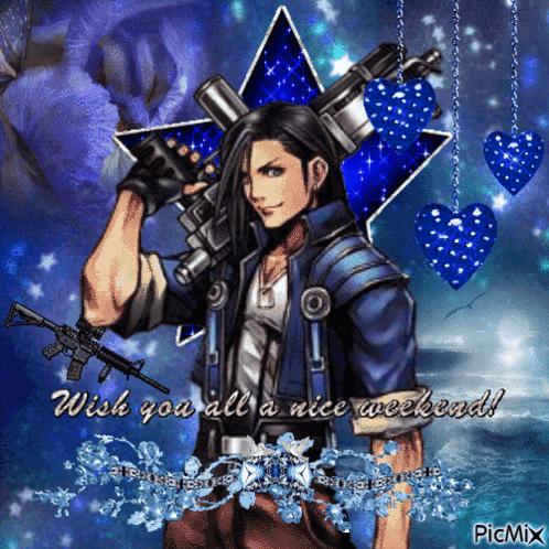 A sparkly gif of Laguna with the caption "Wish you all a nice weekend!"