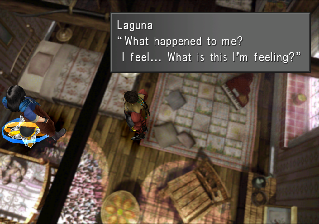 Laguna in Winhill, saying "What happened to me? I feel... What is this I'm feeling?"