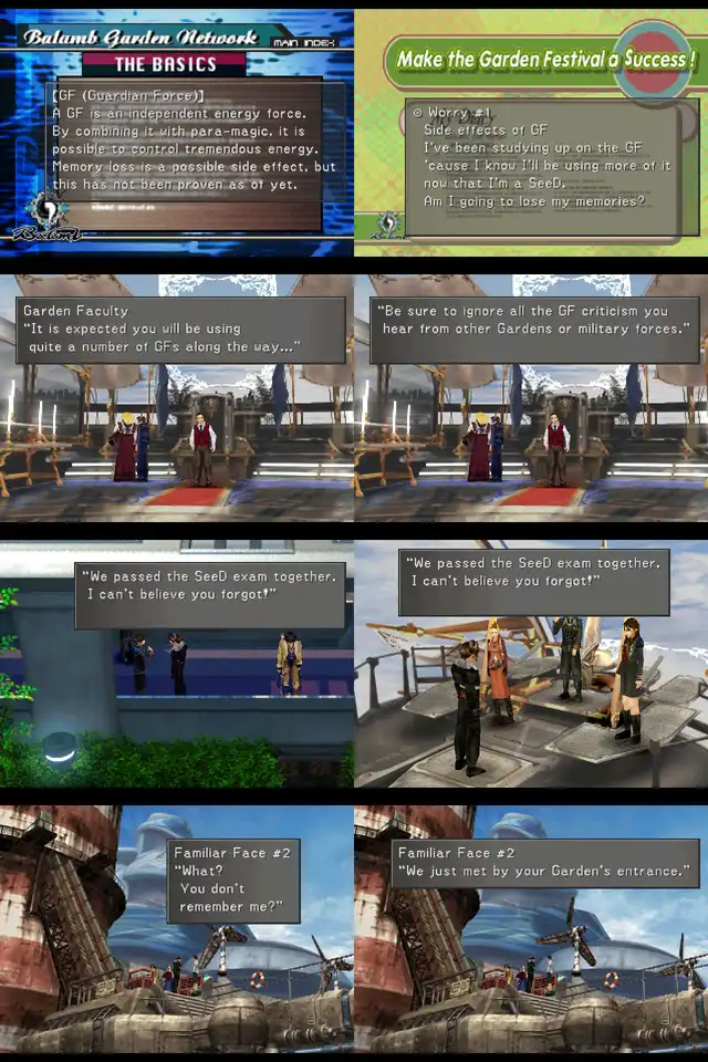 A handful of examples of Final Fantasy VIII referencing the fact that Guardian Forces cause memory loss.