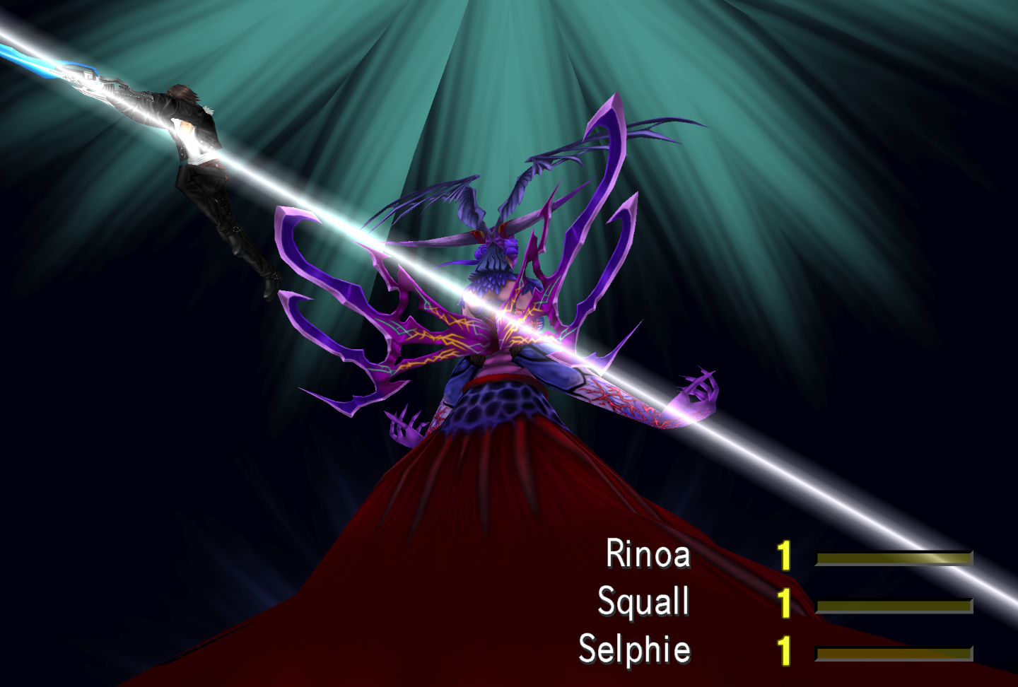 Squall doing the Lion Heart finisher on Ultimecia.