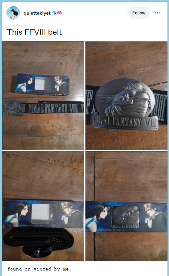 More detailed pictures of the Final Fantasy VIII belt and its accompanying box.