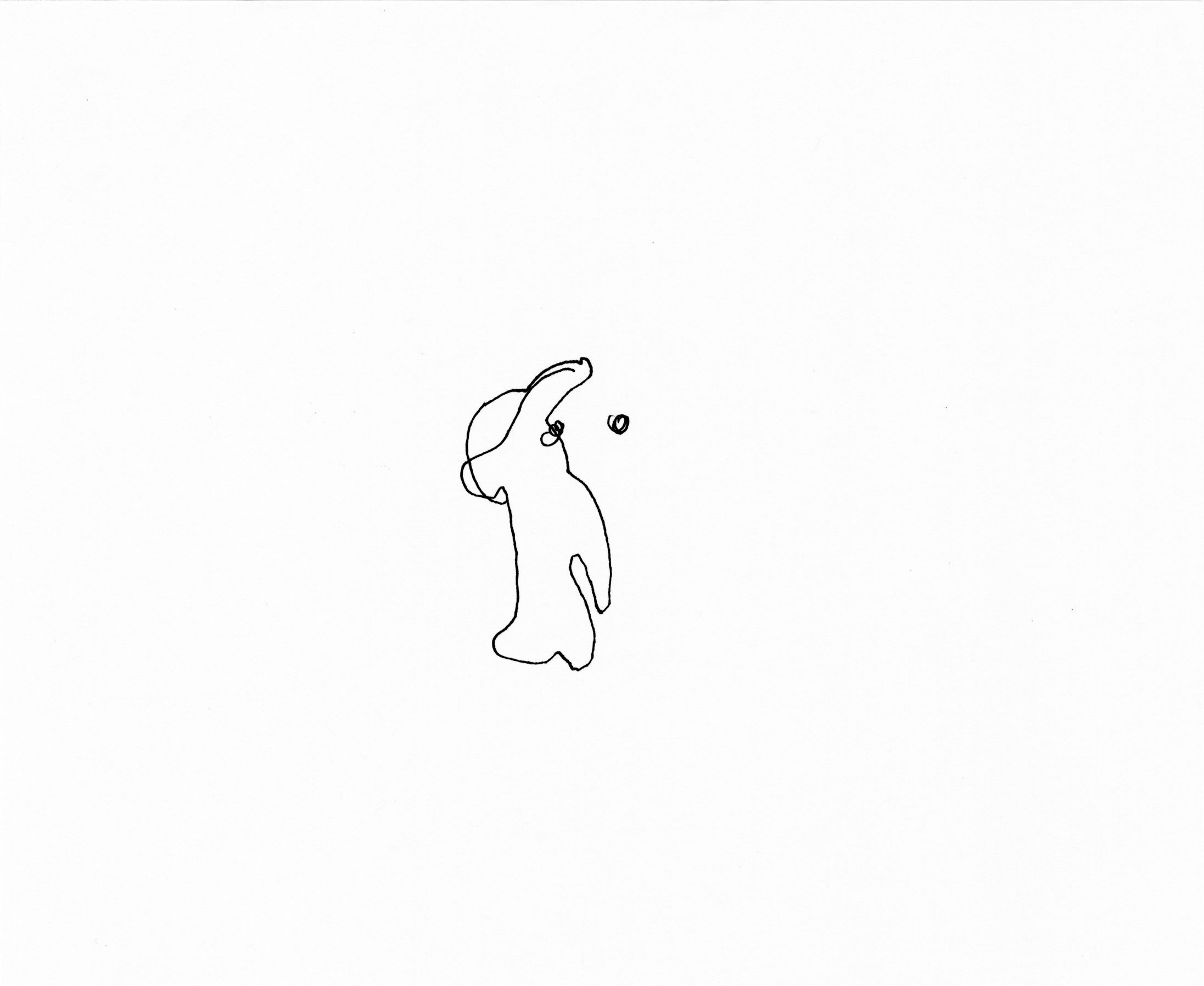 A bad attempted drawing of PuPu. The right half of his body is in the wrong place.