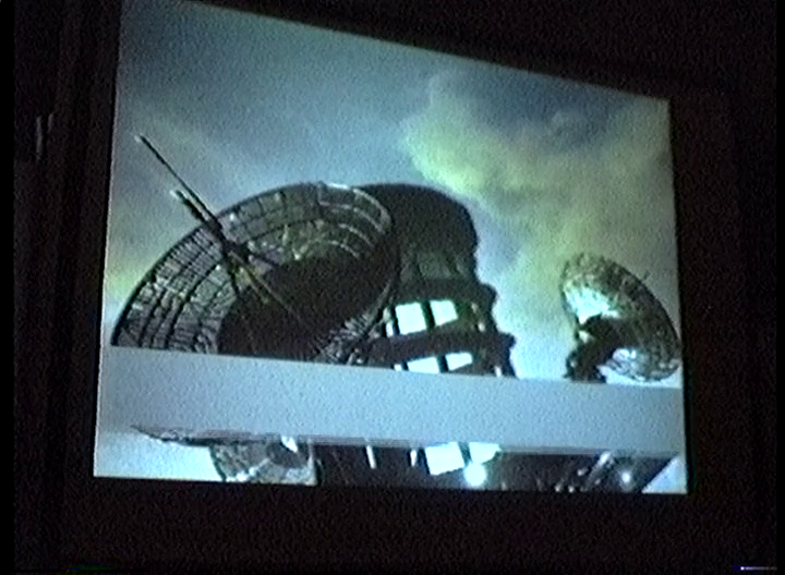 The same cutscene of the radio tower in Dollet, now covered up by some kind of video error.